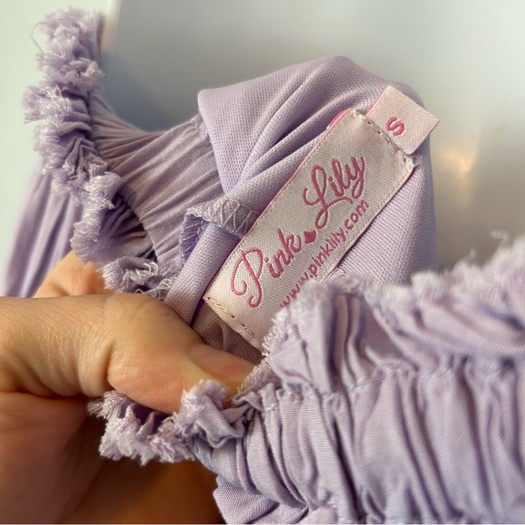 Pink Lily Boho Lavender Purple Crochet Maxi Dress Size Small - Picture 11 of 12